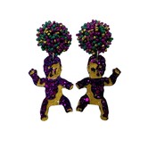 Acrylic King Cake Baby Earrings, Purple