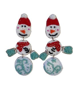Snowman Dangle Beaded Earrings