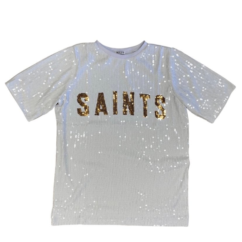 Saints Sequin Tunic Dress, White Fleurty Girl