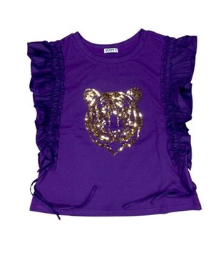 Sequin Tiger Top with Ruffle Sleeves