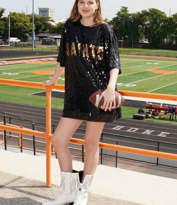 Black Sequin Game Day Tunic Dress