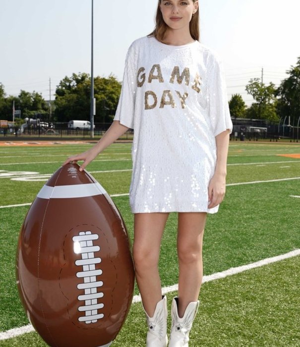 White Sequin Game Day Tunic Dress