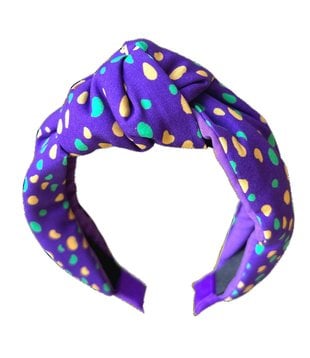 Purple, Green, & Gold Knotted Polka Dot Headband