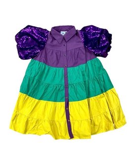 Mardi Gras Sequin Sleeve Dress, Purple