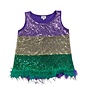 Mardi Gras Sequin Tank with Feather Hem