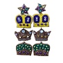 Mardi Gras Triple Crown Dangle Earrings