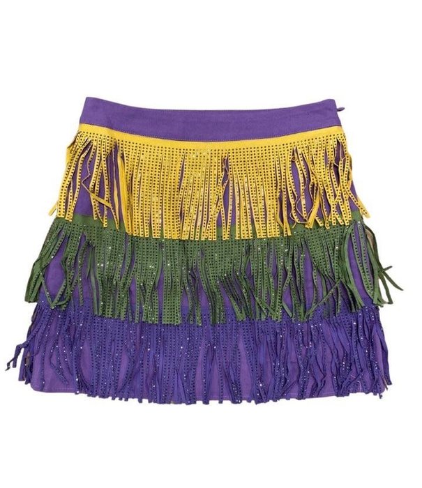 Mardi Gras Rhinestone Fringe Skirt