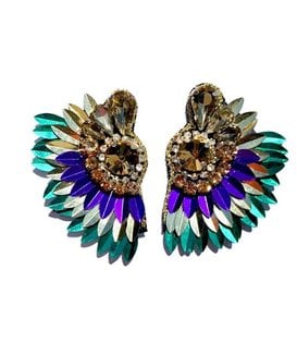 Mardi Gras Gem Wings Earrings