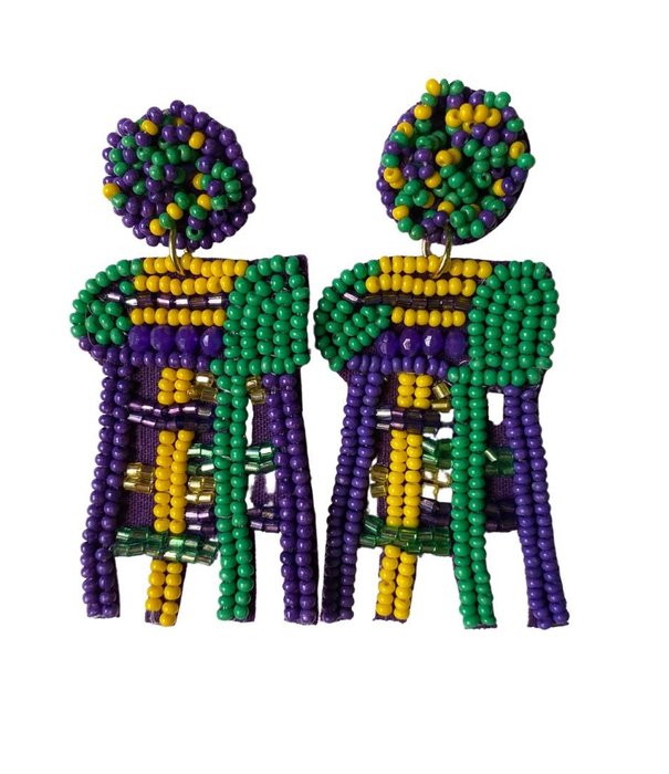 Beaded Mardi Gras Ladder Earrings