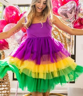 Mardi Gras Fringe Poncho - Fleurty Girl