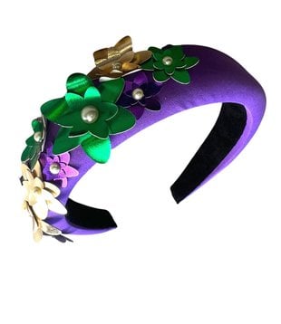 Purple Headband with Flowers