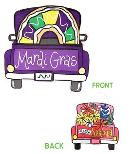 Mardi Gras/Hello Spring Reversible Door Hanger