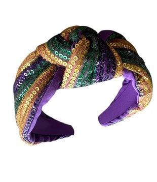 Mardi Gras Striped Sequin Knotted Headband, Muted
