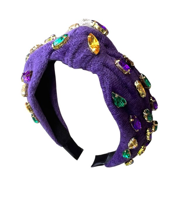 Mardi Gras Bedazzled Headband, Dark Purple