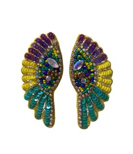 Mardi Gras Sequin Wing Earrings