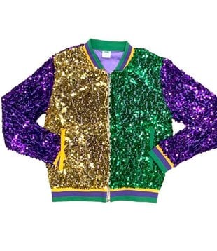 Mardi Gras Color Block Sequin Jacket