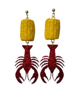 Crawfish & Corn Dangle Earrings