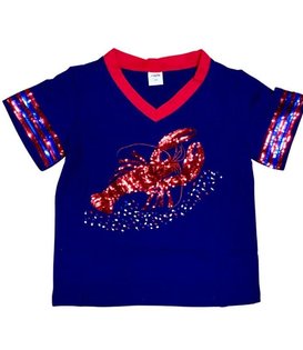 Sequin Crawfish V-Neck Tee