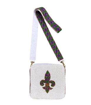 Mardi Gras Fleur de Lis Beaded Purse