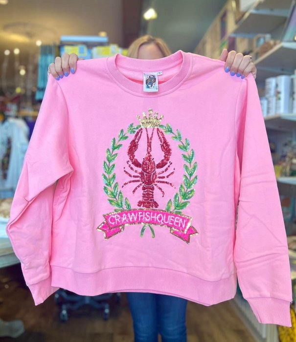 Queen of Sparkles Crawfish Queen Sweatshirt, Pink