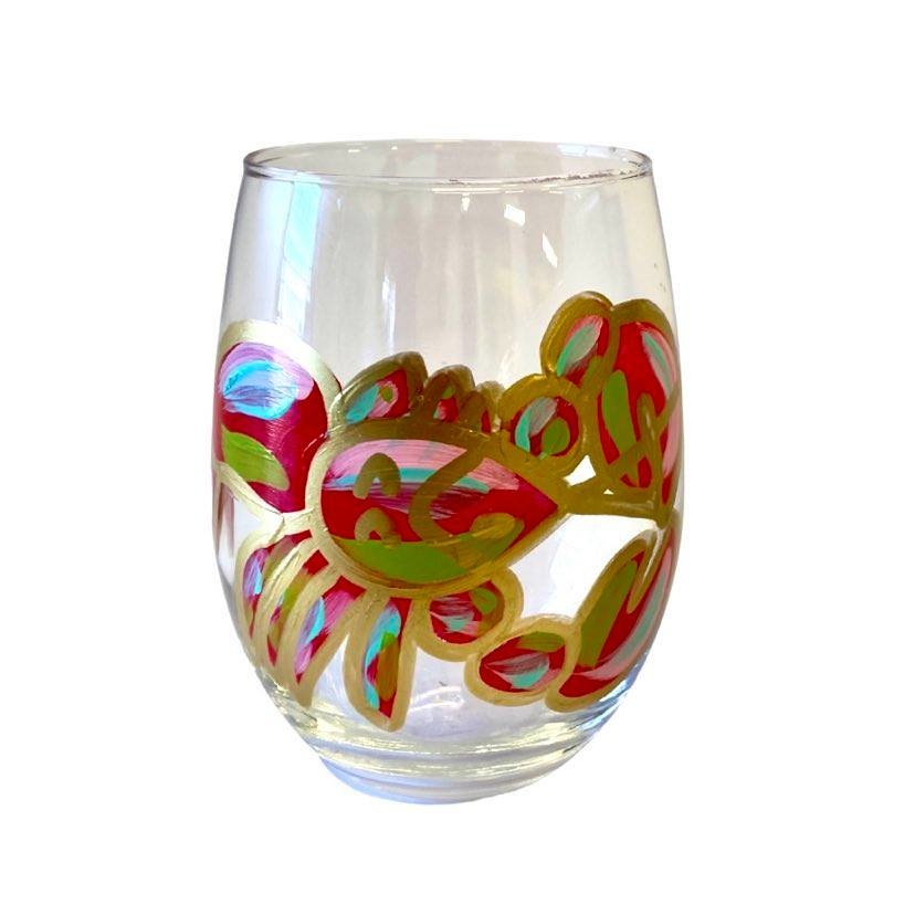 Figural Flower Stemless Wine Glass Cute Wine Glass Wine 