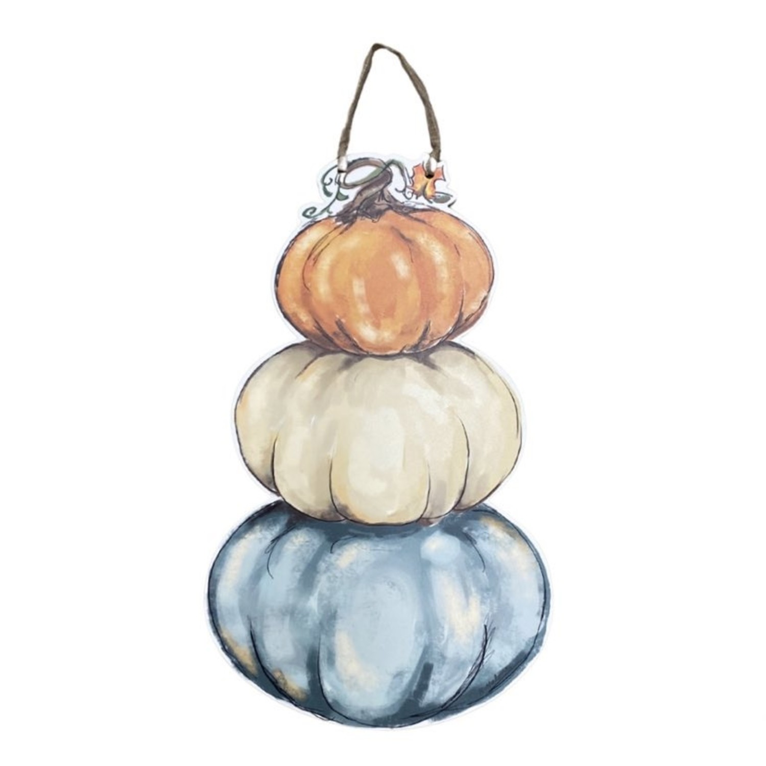 Abstract Chinoiserie Pumpkin Stack Fall Door Hanger