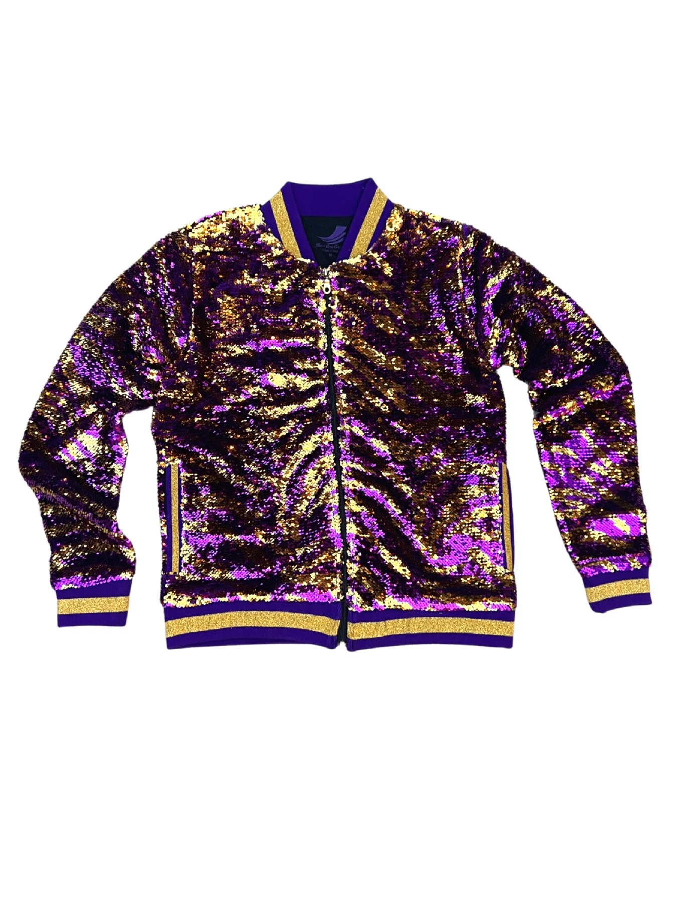 Tiger Stripe Magic Sequin Jacket, Purple & Gold Fleurty Girl