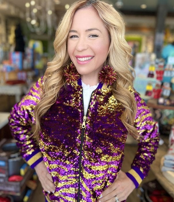 Tiger Stripe Magic Sequin Jacket, Purple & Gold