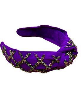 Mardi Gras Beaded Lattice Headband
