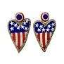 Rhinestone Beaded  Heart Flag Earrings