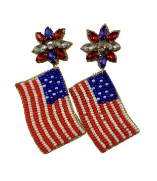 Beaded Flag Earrings