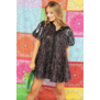 Black Rainbow Tinsel Sequin Sleeve Dress