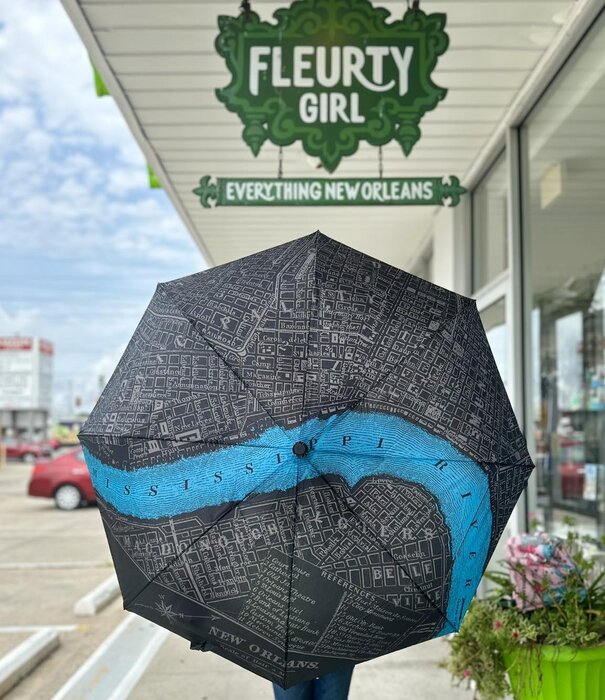 New Orleans Map Umbrella, Black