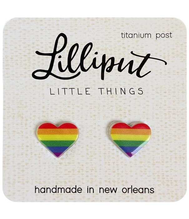 Lilliput Rainbow Pride Heart Stud Earrings