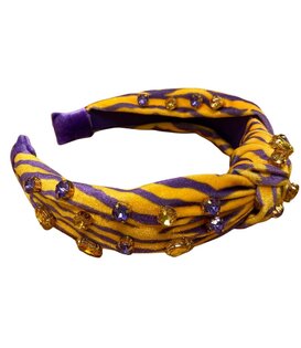 Tiger Stripe Knotted Headband with Gems