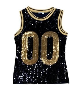 Sequin Jersey Tank, Black & Gold