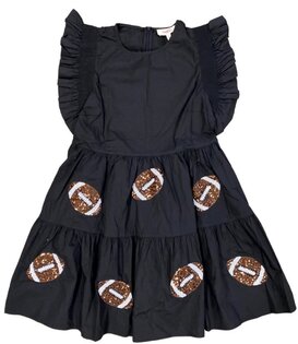 Football Dress with Ruffle Sleeves, Black
