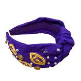 Beaded Football Headband, Purple & Gold