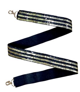 Sequin Stripe Purse Strap, Black & Gold