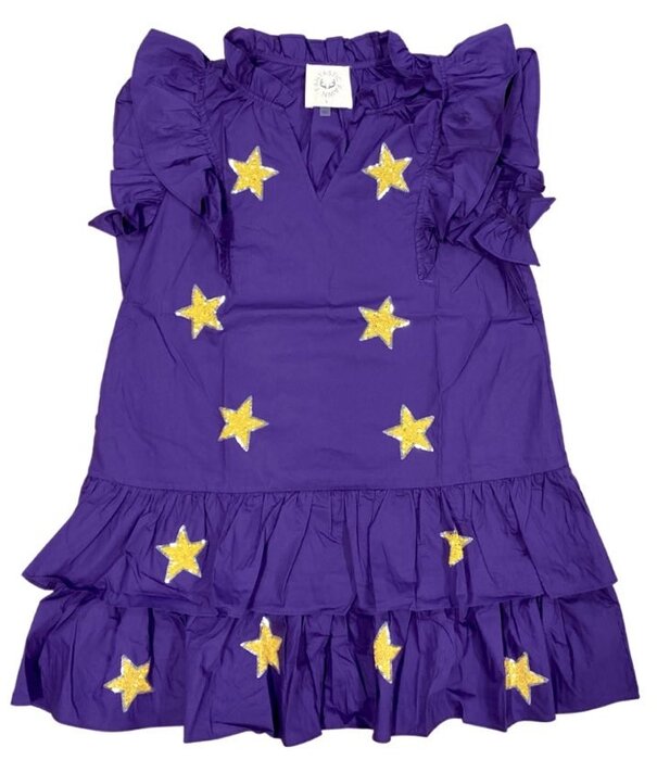Sequin Star Dress, Purple & Gold