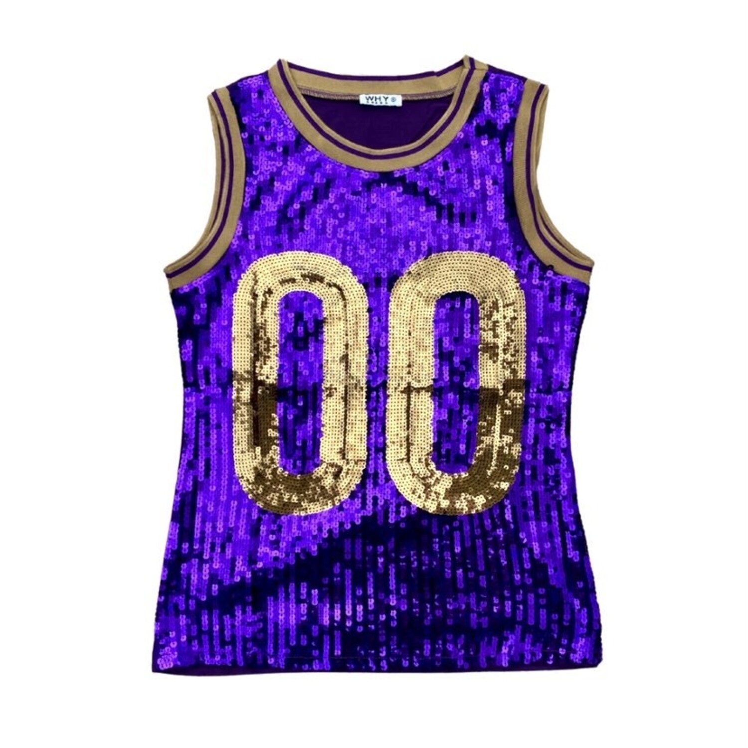 Sequin Jersey Tank, Purple & Gold