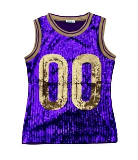 Sequin Jersey Tank, Purple & Gold