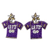 Let's Go Jersey Earrings, Purple & Gold