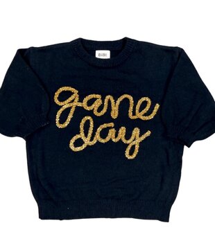 Game Day Tinsel Sweater, Black & Gold