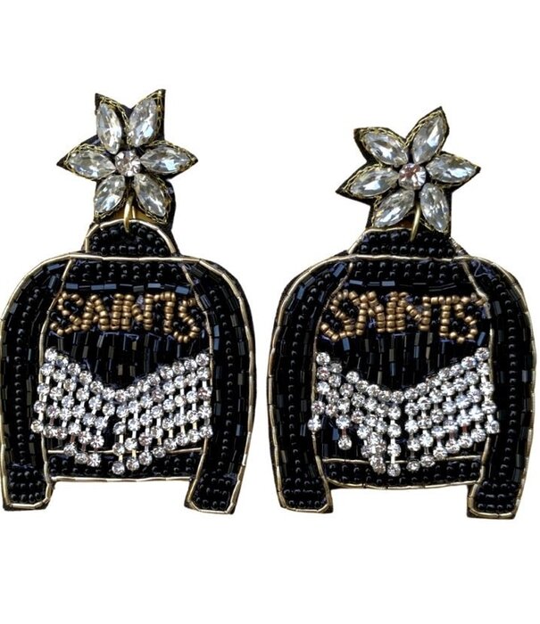 Saints Jacket with Bling Earrings