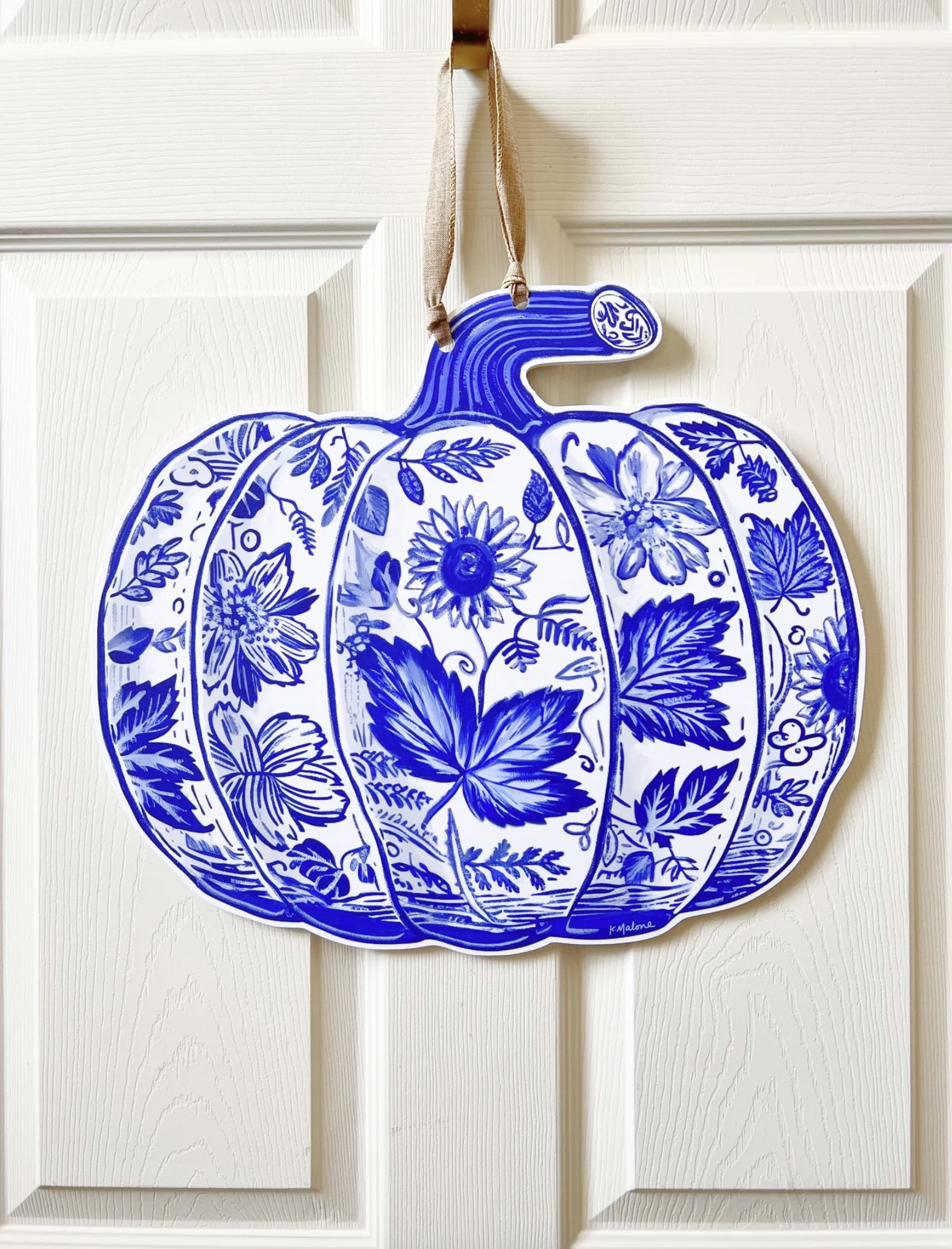 Abstract Chinoiserie Pumpkin Stack Fall Door Hanger