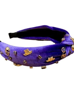 Jersey Helmet Gem Headband, Purple & Gold