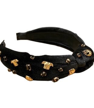 Jersey Helmet Gem Headband, Black & Gold