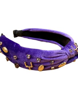 Football Goal Post Gem Headband,  Purple & Gold