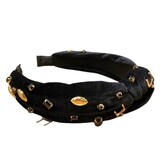 Football Goal Post Gem Headband, Black & Gold